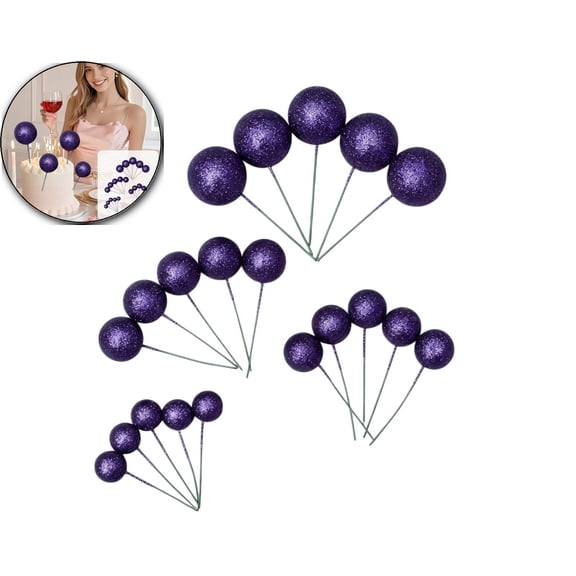 20 Pcs Ball Cake Topper Sticks Mini Balloons for Cake Decorating Supplies Foam Balls Cake decorations for Birthday Cake