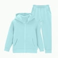 thumbnail image 4 of Ulanda Girls Boys 2 Piece Tracksuit Athletic Sweatsuits Sets Full Zip Hooded Sweatshirt and Jogger Sweatpants Clothing Sets for Kid (Light Blue, 13-14 Years), 4 of 4