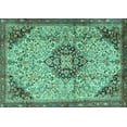 thumbnail image 1 of Ahgly Company Machine Washable Indoor Rectangle Medallion Turquoise Blue Traditional Area Rugs, 5' x 7', 1 of 4