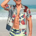 thumbnail image 7 of Pofeuu Patchwork In Country Style Print Hawaiian Shirt for Men Sleeves Casual Button Down Summer Beach Dress Shirts T-Shirts,Small, 7 of 7