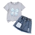 thumbnail image 4 of Rotm Summer Baby Girl Clothes Toddler Baby Girl Outfit Newborn Girl Summer Clothes Short Sleeve T Shirt Checkerboard Top Set Elastic Waist Shorts E,5-6 Years, 4 of 4