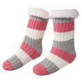 thumbnail image 2 of Ljudmp Women's Fleece Lined Cuffed Winter Mid Tube Socks Winter Thickened Warm Fuzzy Knit Crew Socks Striped Cozy Thermal Sleep Socks Hot Pink, 2 of 6