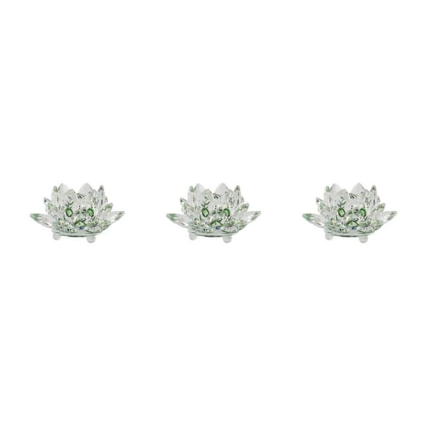 Naiovety Flor de loto de cristal Feng Shui Esfera Cristales Flores Adornos decorativos Estatuillas para recuerdos de boda Verde Type1 NO1