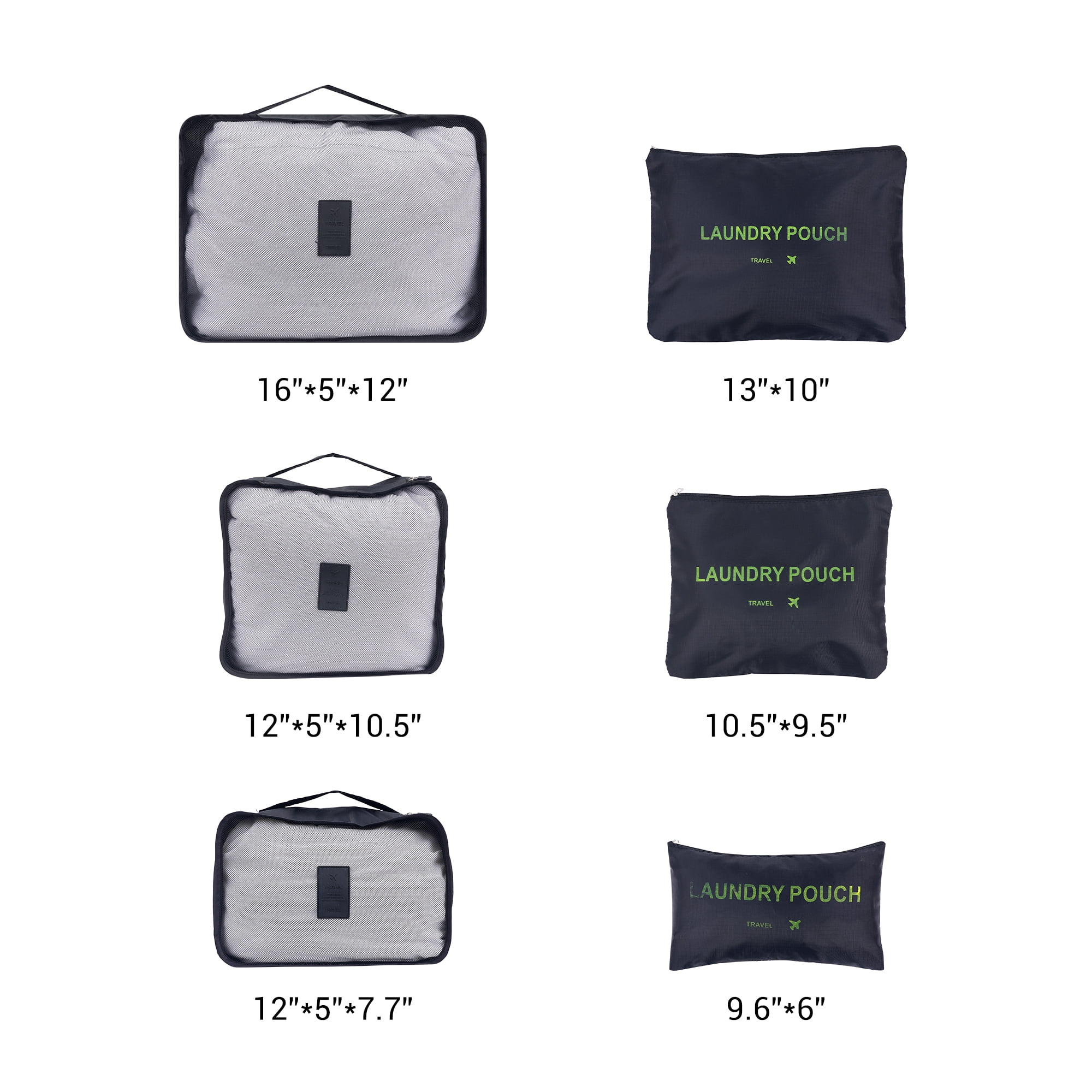 Unique Bargains 6 Set Travel Bag for Storage Closet Organizers Travel Accessories Black