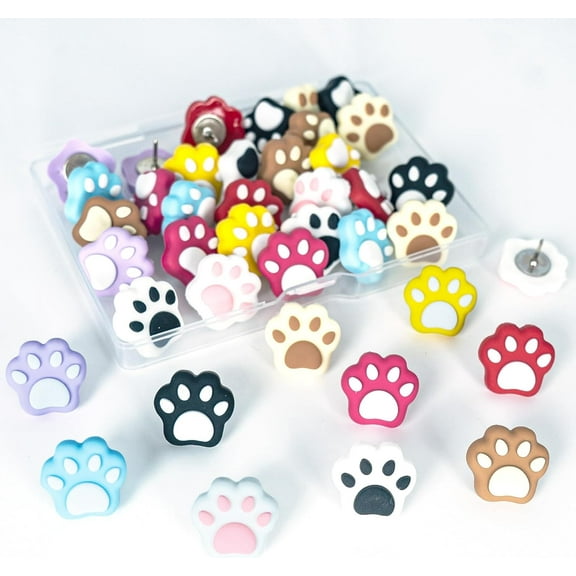 30Pcs Push Pins for Bulletin Board, Cute Push pins,Decorative Thumb Tacks, Cork Boards for Walls, for Women Office Decor,Classroom Decor,Cubical Decor,Home Decor (30-Cat Paw)