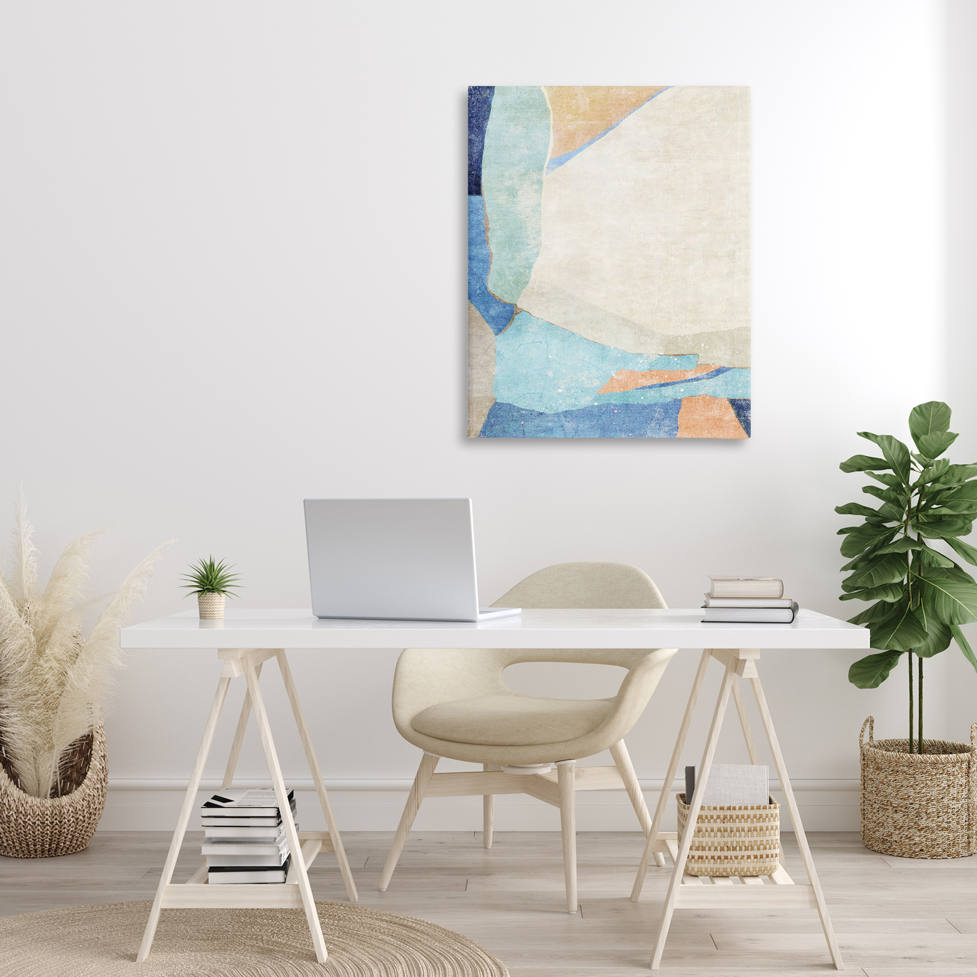 Stupell Industries Geometric Rustic Shapes Abstract Painting Gallery Wrapped Canvas Art Print Wall Art, 30 x 40