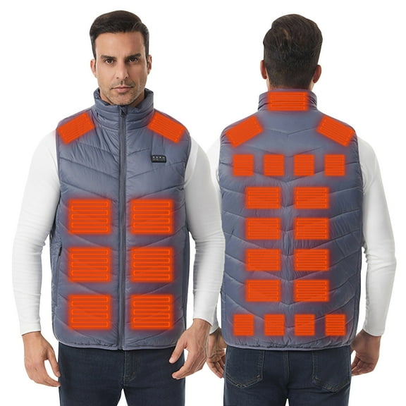 ZQUUVOU Men's and Women's Heated Vest 27-Zone 4-Control Smart Heating Vest USB Rechargeable Warming Jacket Skiing Gray
