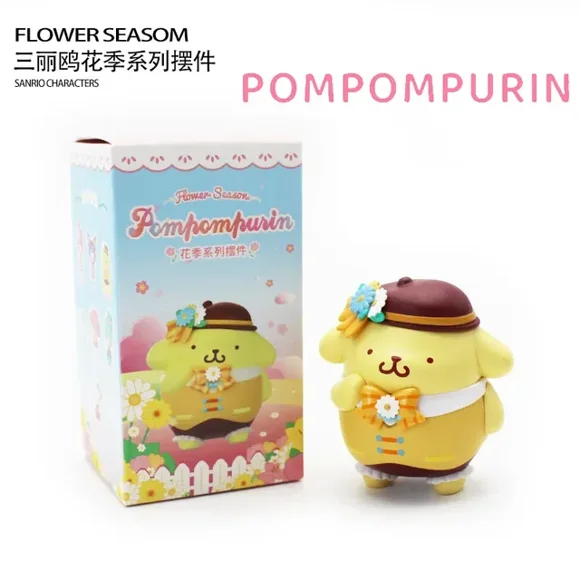 Genuine Sanrio Flowering Series Mystery Blind Box Decoration Cinnamon Dog Kuromi Cute Office Action Figures Girl Surprise Gift