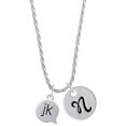 thumbnail image 1 of Delight Jewelry Silvertone Text Chat - jk - Just Kidding - Silvertone Script Initial Disc - N - Charm Necklace, 20"+3", 1 of 4