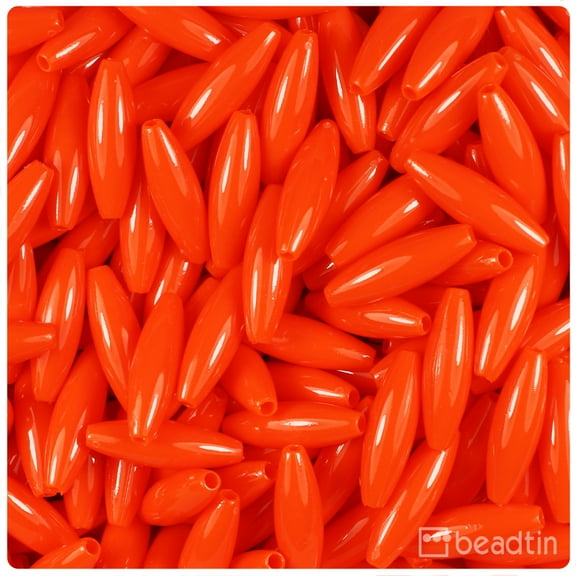 BeadTin Dark Orange Opaque 19mm Spaghetti Craft Beads (150pcs)