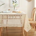 thumbnail image 3 of Enova Home 54" x 86" Beige Crochet/Lace Tablecloth High Quality Rectangle Cotton and Linen Tablecloth, 3 of 6