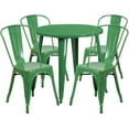 thumbnail image 2 of Emma + Oliver Commercial 30" Round Green Metal Indoor-Outdoor Table Set with 4 Cafe Chairs, 2 of 5