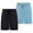 Black + Light Blue, variant on 2 PCS Boys' Athletic Shorts with Pockets and Adjustable Drawstring. Sizes Range from XS to XXXL