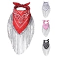 thumbnail image 2 of Sequins Scarf Exquisite Pattern Tassel Design Non-Fading Washable Quick Dry Decorative Polyester Women Beautiful Fringed Bandana Headscarf for Party, 2 of 8