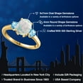 thumbnail image 2 of Gem Stone King 18K Yellow Gold Plated Silver Simulated White Opal and Swiss Blue Topaz Engagement Ring for Women | 1.71 Cttw | Oval Cabochon 9X7MM | Gemstone October Birthstone | Size 9, 2 of 6