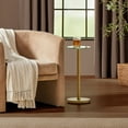 thumbnail image 2 of mDesign Metal and Glass Top Round Accent Side/End Drink Table - Soft Brass, 2 of 7