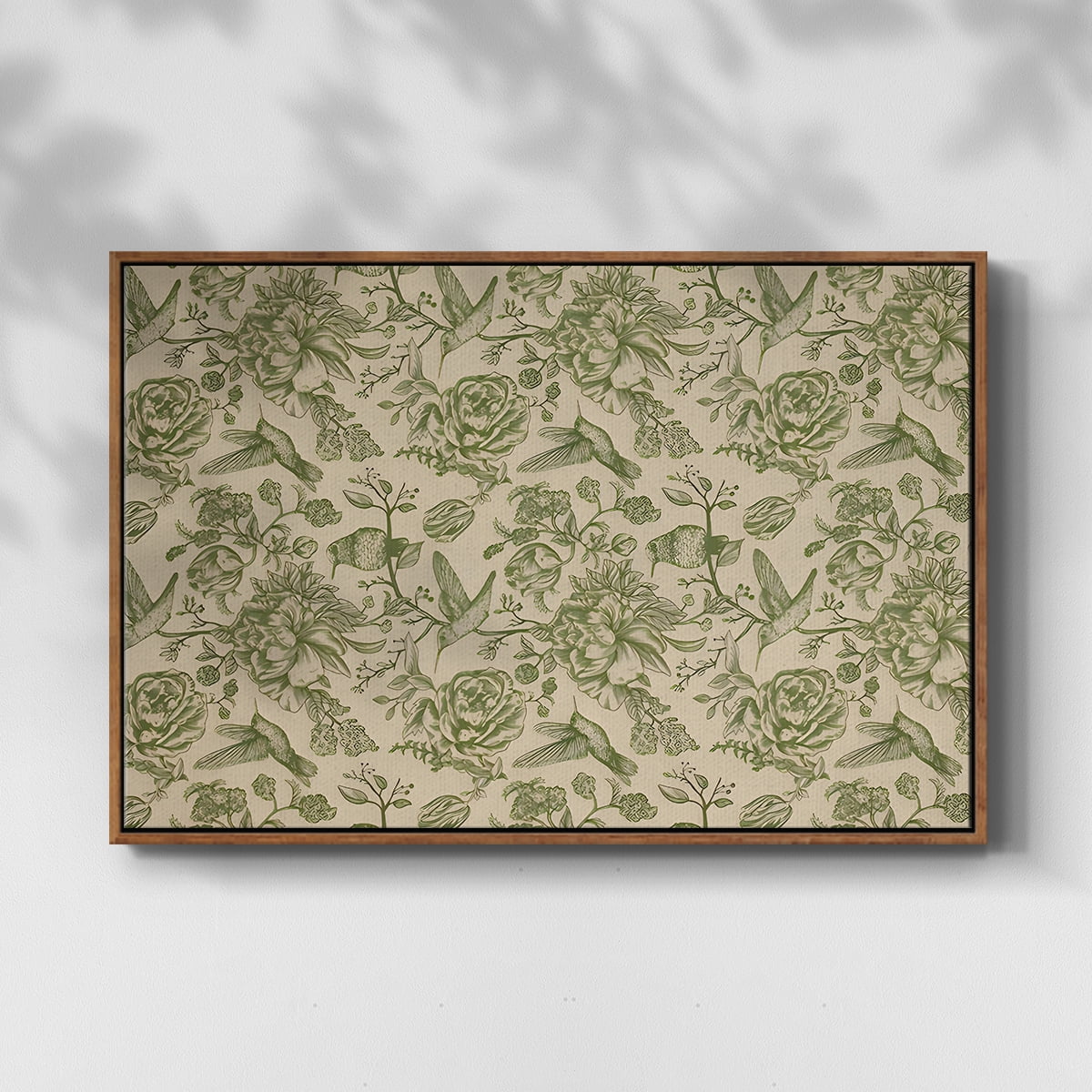 Vintage Abstract Print-I Framed in Walnut Wood Gallery Wrapped Canvas 27 in. x 41 in.