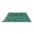 thumbnail image 2 of Ahgly Company Machine Washable Indoor Round Abstract Turquoise Blue Modern Area Rugs, 4' Round, 2 of 4
