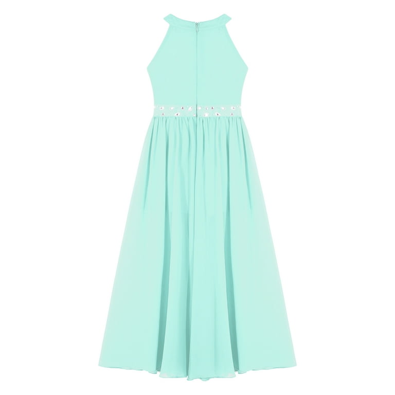 blue dress for baby girl Dusty Mint Crochet Maxi Dress with Open Back main image 1