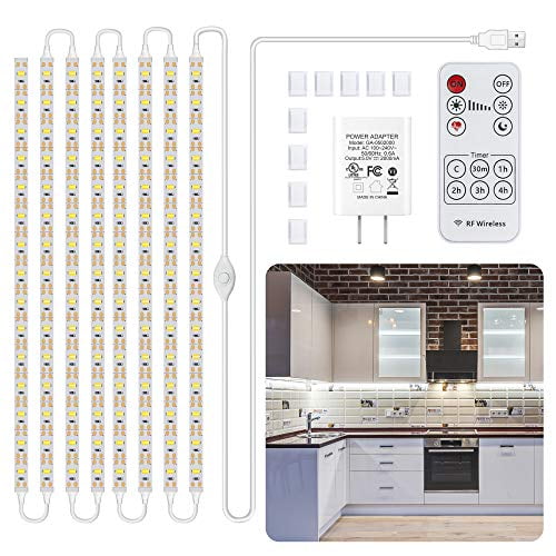 8 Pcs Under Cabinet Lighting Kit Stick On Anywhere Flexible Led Strip Lights With Rf Remote
