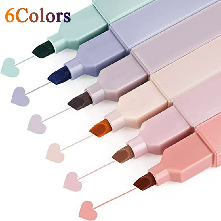 6 Colors Pastel Highlighter Set Planner Markers Fluorescent Pen