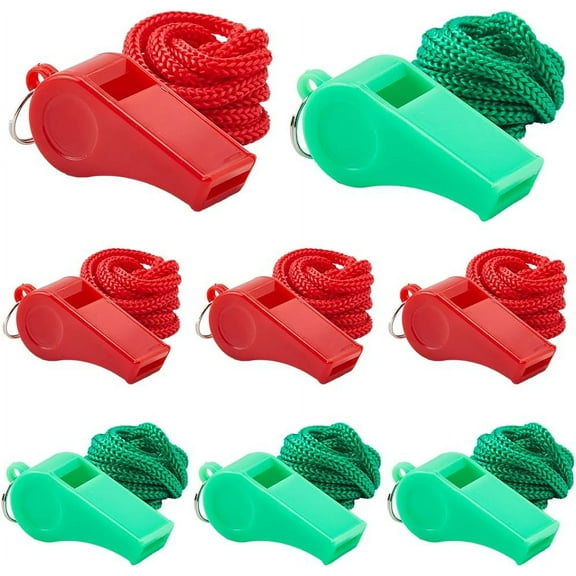 ABS Plastic Sports Outdoor Whistles with Lanyard Mixed Color 450mm 2 colors 6pcs/color 12pcs