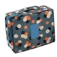 thumbnail image 3 of Bolsa de almacenamiento para cosméticos y maquillaje, de tela Oxford, con asa y cierre de cremallera, para artículos de tocador, bolsa de viaje con margaritas azules., 3 of 13