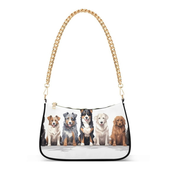 Womens Chain Shoulder Bag Dogs Classic Tote Handbags Fashion Clutch Hobo Purse with Zipper for Travel Casual