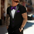 thumbnail image 6 of UVEASISHA Funny Shirts for Men 3D Tuxedo Print Short Sleeve Graphic Tees Regular Fit Casual Crewneck Pullover Valentines Day Party T-Shirts Purple 3XL, 6 of 8