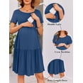 thumbnail image 2 of Vestido de maternidad y lactancia Ekouaer, verano, manga corta, gris y azul, 2 of 6