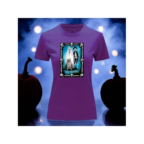 Playera Blusa Con Impresion De Los Novios Alusivo A La Loteria Mexicana Dia De Muertos Tradicion Mexicana Color Morado Talla Chica Marca Emil SaEs