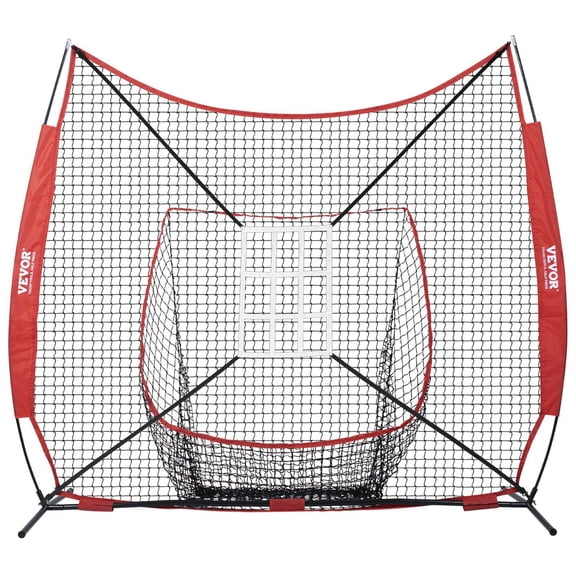 STAWAY 7x7 ft Baseball Softball Practice Net - Portable Hitting, Catching & Pitching Set with Bow Frame, Carry Bag, Strike Zone, 12 Balls, Tee & Collector - Durable & Weather-Resistant