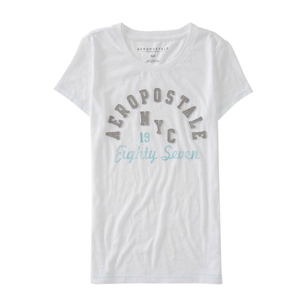 Camiseta adornada Aeropostale NYC Eighty Seven Mujer color blanco extragrande