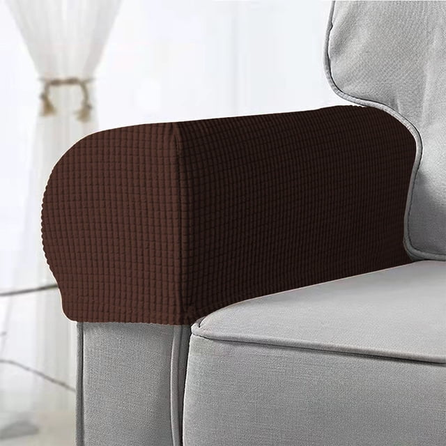 HOZADOIE Sofa Arm Cover Home Decoration All Inclusive Solid Color Plaid Sofa Armrest Cover Elastic Sofa Armrest Protective Cover Thickened Non Slip Armrest Cover for All Seasons 2Pc