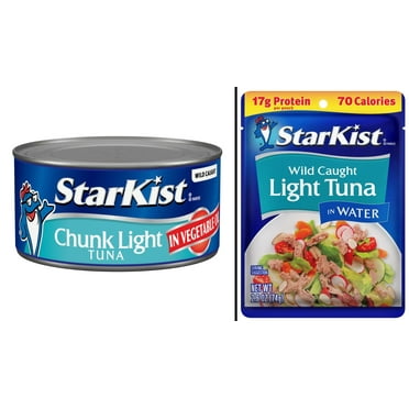 StarKist Chunk Light Tuna in Water 2.6 oz Pouch & Chunk Light Tuna in Vegetable Oil 12 oz