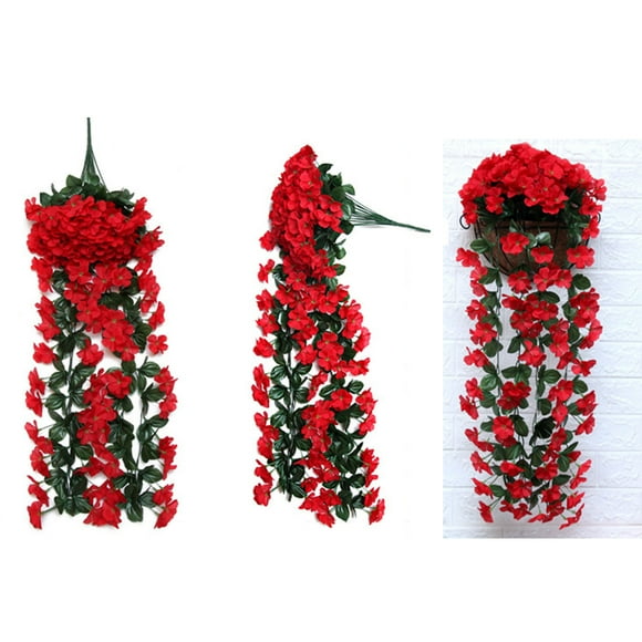 Home Decoration Clearance! Hanging Outdoor Decor Artificial Hanging Plants Hanging Plants Indoor Artificial Flower Vines Outdoor Hanging Plants, Red, 0.9m/2.95ft