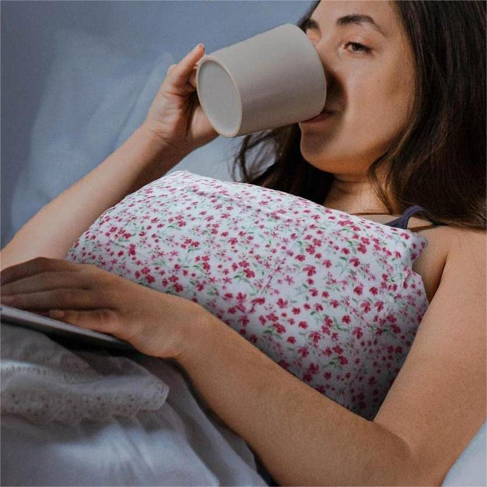 Mastectomy Pillow - Post Surgery Pillow for Breast Cancer, Recovery Breast Pillow for After Heart Surgery, Breast Reduction & Augmentation, Soft Lightweight Heart Pillow with Pockets, Pink Flower