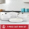 thumbnail image 2 of Basque Enameled Cast Iron Cookware Set, 7-Piece Set, Nonstick, Oven Safe White, 2 of 6