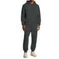 thumbnail image 3 of Hearthz Mens Sweat Suits 2 Piece Set Winter Fleece Hoodies and Cargo Sweatpants Set Drawstring Elastic Waisted Straight Leg Sweatsuits Men with Kangaroo Pocket, 3 of 7