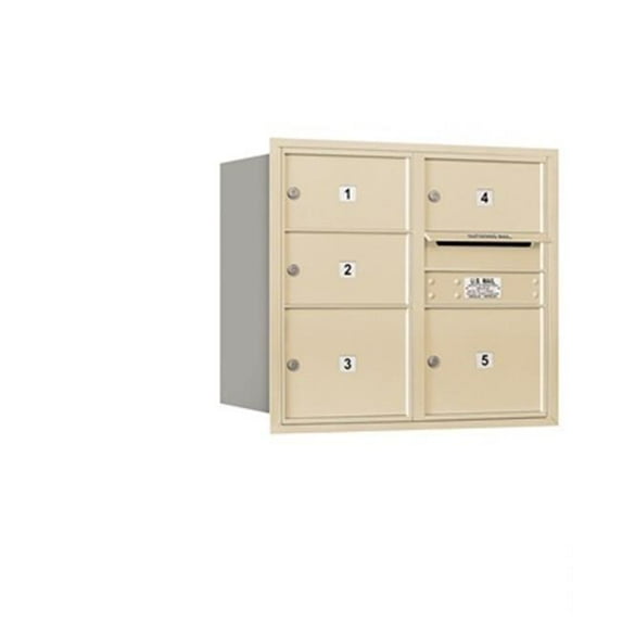 Salsbury 3707D-05SRP 4C Horizontal Mailbox 7 Door High Unit - 27 Inches - Double Column - 3 Mb2 Doors And 2 Mb3 Doors - Sandstone - Rear Loading - Private Access
