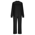 thumbnail image 6 of Dazajoo Two Piece Lounge Sets for Women Pleated Front Top and Drawstring Pants with Pockets Solid Color Beach Casual Outdoor Suits,Black,M, 6 of 9