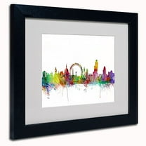Trademark Fine Art "London England Skyline V" Canvas Art by Michael Tompsett, Black Frame