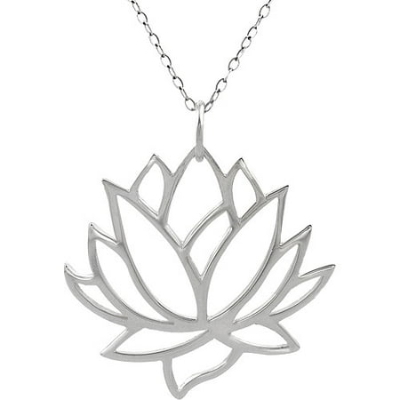 Brinley Co. Sterling Silver Cutout Lotus Flower Pendant, 18