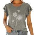 thumbnail image 2 of Birdeem Fashion Women Round Neck Short Sleeve Ruffle Printing T-Shirt Tops Summer Blouse, 2 of 7