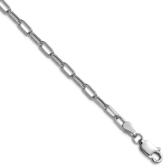 14k White Gold 3.0mm Semi-solid Beveled Paperclip Chain Necklace 18 Inch Chain Necklace for Women and Men