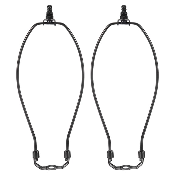 11 Inch Lamp Harp Kit with 1" Tall Iron Finial, 2 Set Heavy Duty Bracket with Standard Saddle & Finial Detachable Shade Holder for Table Floor Lamps, Black