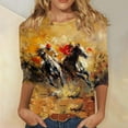 thumbnail image 5 of Womens Horse Racing T-Shirts Plus Size Vintage Retro Graphic Tees Loose Fit Funny Pullover Tops, 2XL, 5 of 5
