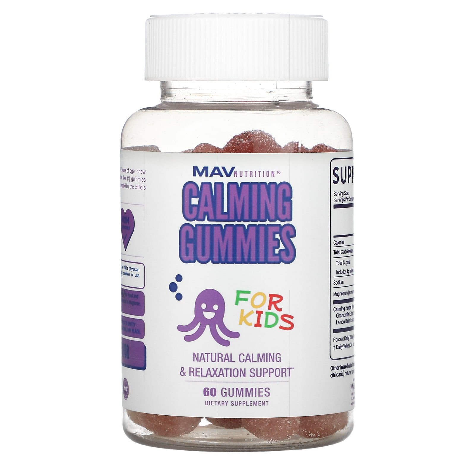 Calming Gummies, For Kids, Mixed Berry, 60 Gummies, MAV Nutrition