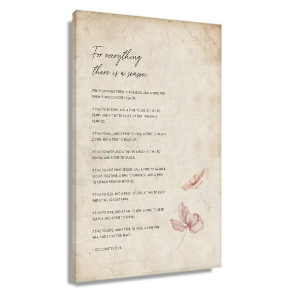 Ecclesiastes 3 1-8 Bible Verse Wall Art Vintage Scripture Poster Living Room Bathroom Canvas Artwork Unframed 12x18 in