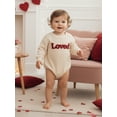 thumbnail image 4 of BemeyourBBs Newborn Baby Girl Boy Valentine Day Outfit Bubble Romper Loved Letter Embroidery Long Sleeve Bodysuit Fall Spring Clothes, 4 of 9